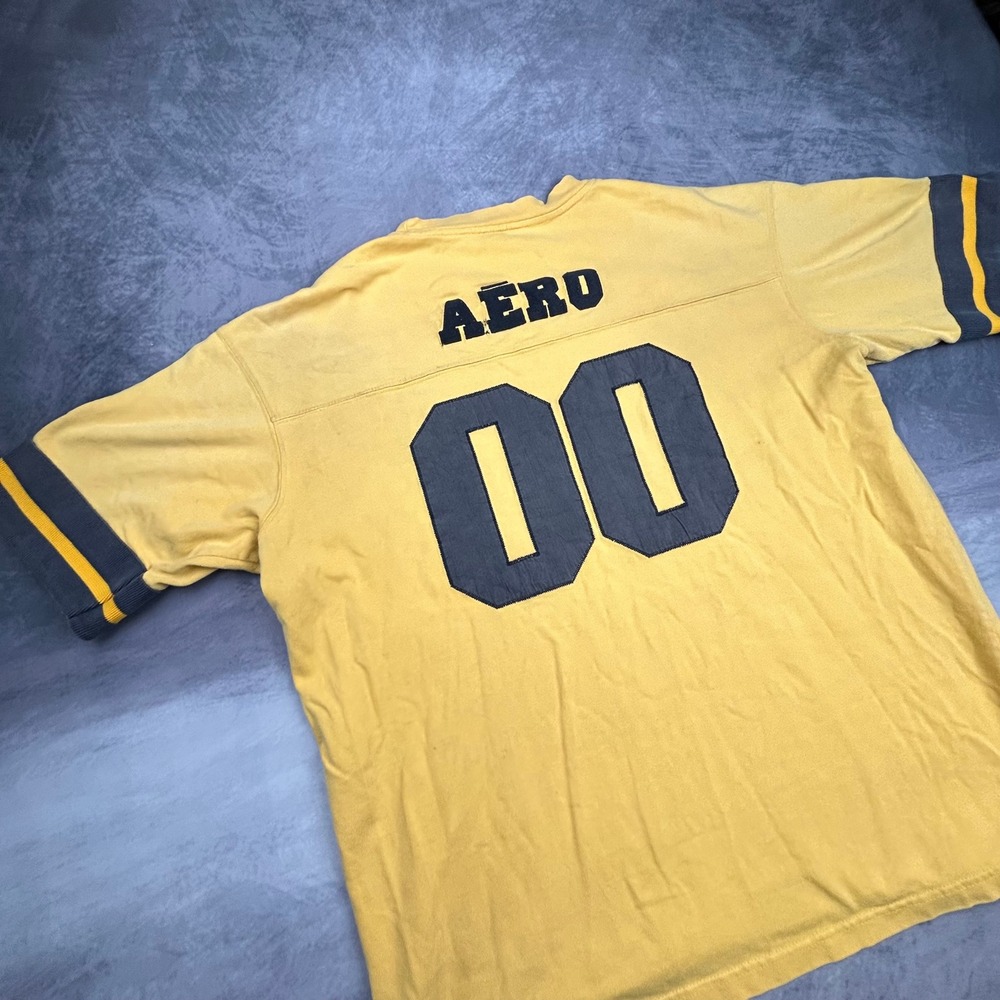 Vintage Aeropostale Y2K Football Jersey T-Shirt Yellow Aero 00 Boxy Fit 1383 - Picture 8 of 8